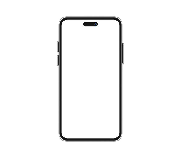 Latest Smartphone Silver Frame White Display Vector Mockup Template
