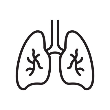 Akciğerler El Çizim Çizgisi Simgesi İzole Vektör İllüstrasyonu