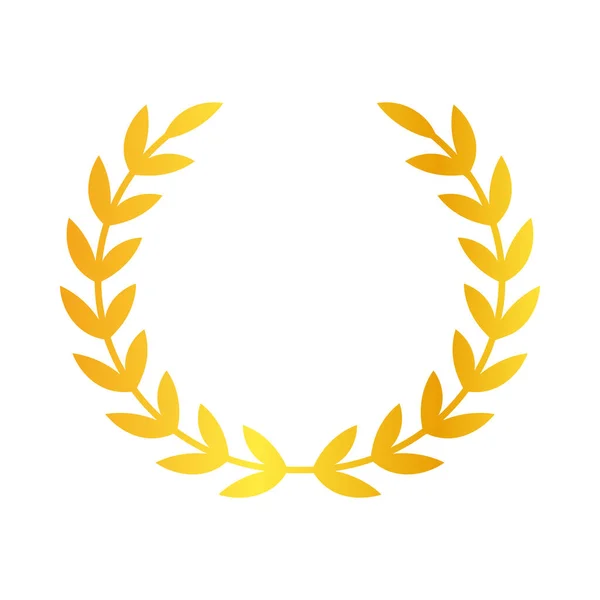 옐로우 Yellow Gold Leaf Laurel Wreath Decoration Isolated Vector Icon — 스톡 벡터