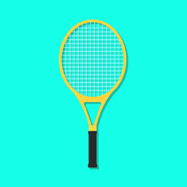 Żółty Badminton Rakieta Sprzęt Sportowy Cień Wektor Ilustracja — Wektor stockowy