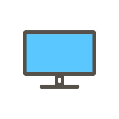 Düz Ekran Mavi Görünüm Simgesi İzole Edilmiş Vektör İllüstrasyonu