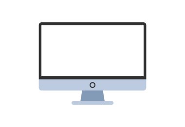 Düz Masaüstü Monitörü Beyaz Görünümlü İzole Vektör İllüstrasyon Simgesi