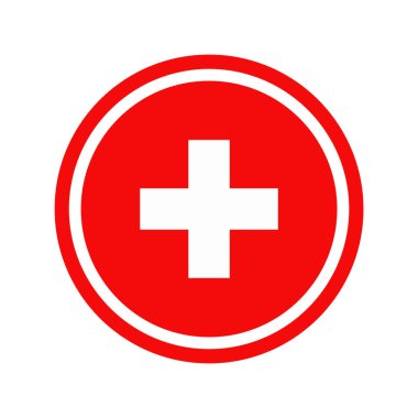 Tıbbi ilk yardım artı kırmızı tabela izole edilmiş vektör ilüstrasyonu