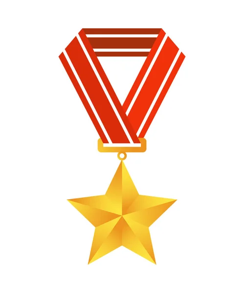 Gouden Ster Medaille Lint Geïsoleerde Vector Illustratie — Stockvector