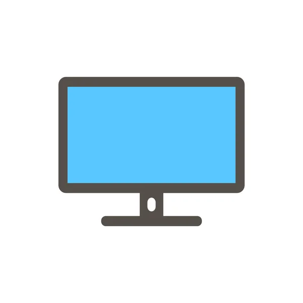 Lapos Monitor Kék Kijelző Ikon Izolált Vektor Illusztráció — Stock Vector
