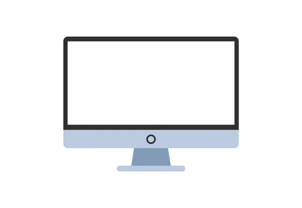 Flat Desktop Monitor White Display Απομονωμένο Εικονίδιο Διανυσματικής Απεικόνισης — Διανυσματικό Αρχείο
