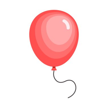 Red Birthday Balon Dizisi Vektör Resmini İzole Etti