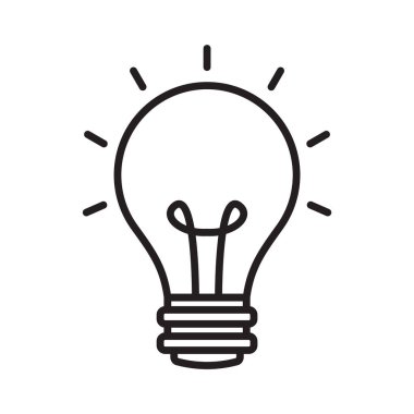 Parlayan Ampul Düz Hat Simgesi İzole Edilmiş Vektör ResmiComment