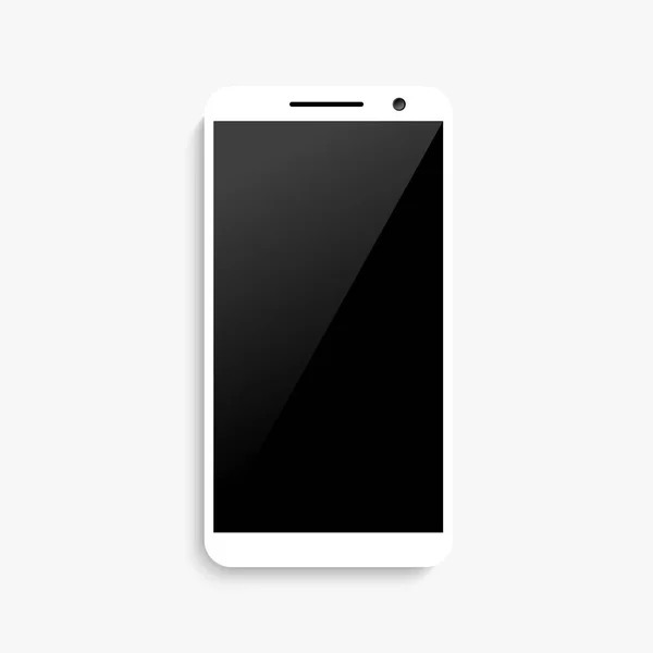 Modèle Maquette Vectoriel Affichage Brillant Noir Cadre Blanc Réaliste Smartphone — Image vectorielle