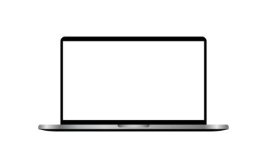 Siyah Laptop Aygıtı Beyaz Görünümlü İzole Vektör İllüstrasyonu