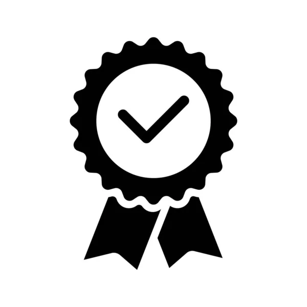 Kontrola Kvality Medaile Odznak Silueta Ikona Izolované Vektorové Ilustrace — Stockový vektor