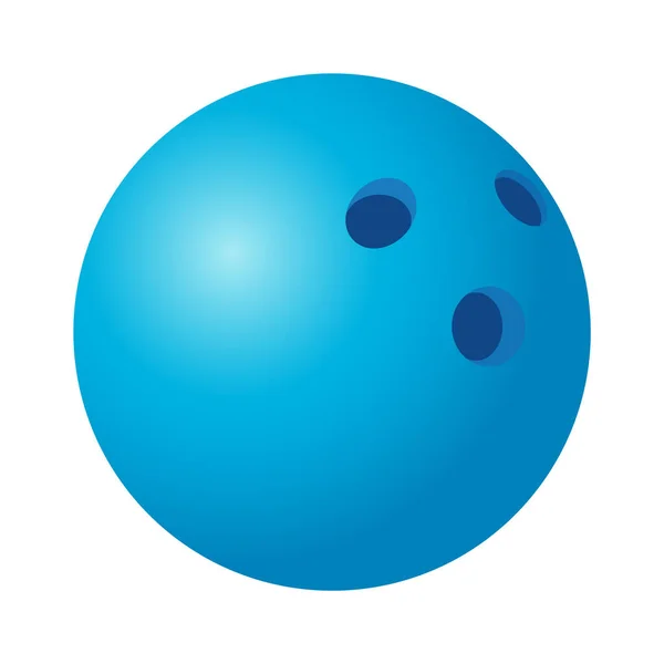 Bola Boliche Azul Brilhante Isolado Vector Ilustração — Vetor de Stock