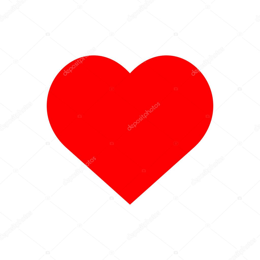 Red Heart Playing Card Suit Symbol Isolated Vector Illustration