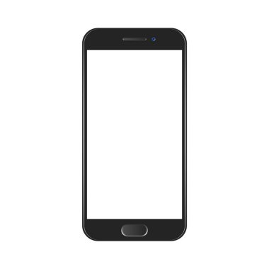 Siyah Cep Telefonu Beyaz Ekran Vektörü Mokup Tasarımı