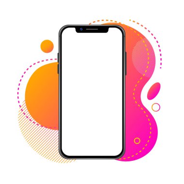 Modern Smartphone Aygıtı Renkli Sıvı Element Gösterim Mokvası Vektör İllüstrasyonu