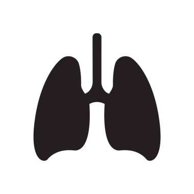 Sağlıklı Ciğerler Düz Silüet Simge Vektör İllüstrasyonu