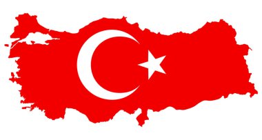 Kızıl Türkiye Bayrak Yıldızı Sembol Vektör İllüstrasyonunu Haritaladı