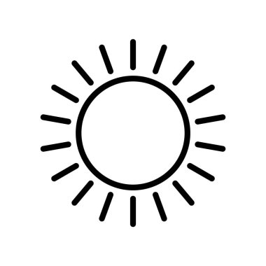 Parlayan Güneş Işınları Doğrusal Simge İzole Edilmiş Vektör İllüstrasyonu