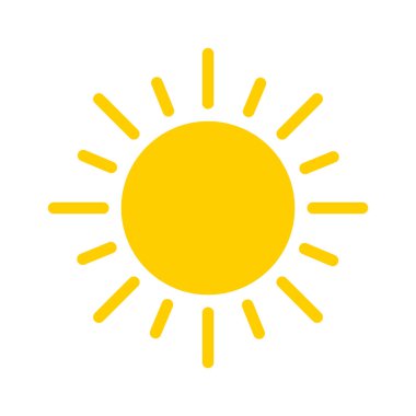 Sarı Güneş Düz Simge Sıcak Yazı İzole Edilmiş Vektör Resimleri