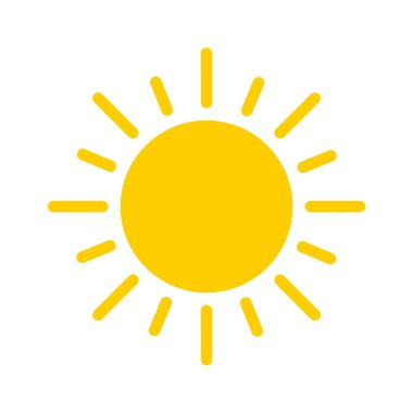 Yellow Sun Rays Flat Icon Hot Summer Isolated Vector Illustration clipart