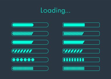 Progress Download Loading Bar Collection User Interface Element Vector Illustration clipart