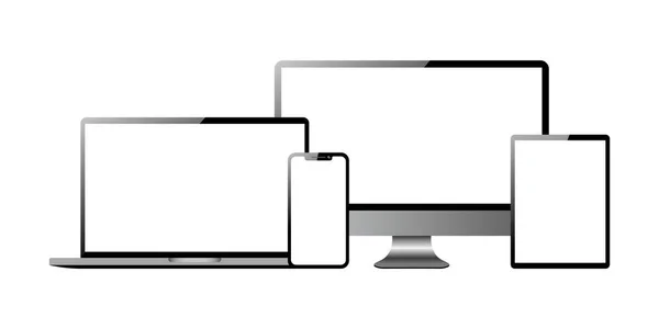 Laptop Tablet Telefon Masaüstü İzleyici Aygıtları Boş Beyaz Ekran Yapılandırma Vektörü ResmiComment