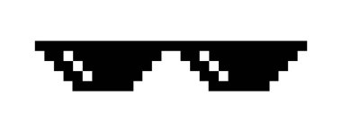 Siyah Pikselleştirilmiş Gözlükler İzole Edilmiş Vektör İllüstrasyonu