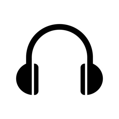 Müzik Kulaklığı Aksesuar Siyah Simge Vektör İllüstrasyonu