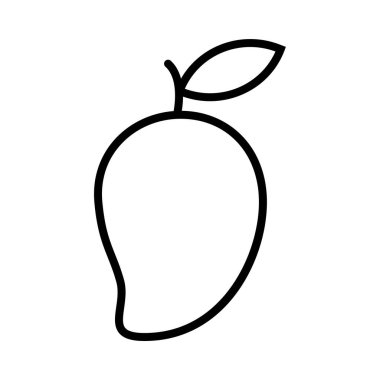 Mango Meyve Yaprağı Siyah Çizgi Simge Vektör İllüstrasyonu