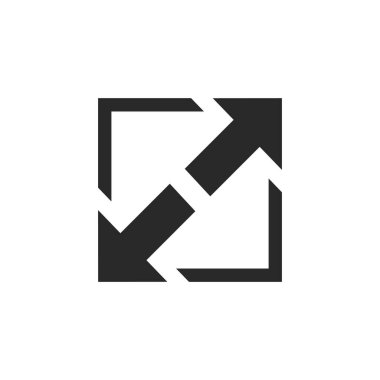 Büyültülmüş Ok Düz Simgesi İzole Edilmiş Vektör Resmini Boyutlandır