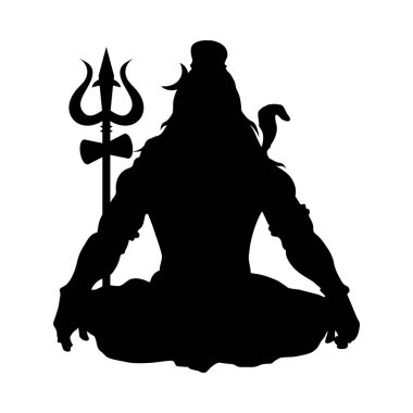 Shiva Mahadev Trishul Siluet Vektör İllüstrasyonu