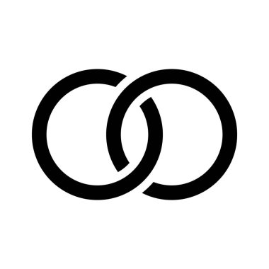 Nikâh Yüzüğü Düz Simgesini İzole Edilmiş Vektör Resmini Bağla