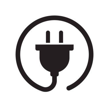 Elektrik Eklentisi Siyah Güç Kordonu Simge Vektörü İllüstrasyonu