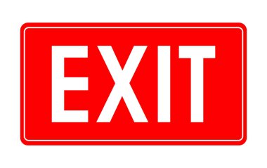 Kırmızı Çıkış İşareti Tahtası Beyaz Metin Etiketi Vektör İllüstrasyonu