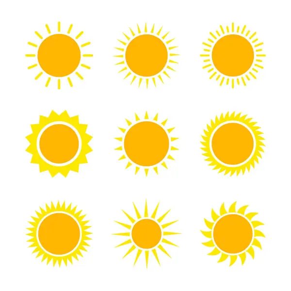 Ilustracja Wektora Kolekcji Żółtych Promieni Słonecznych Wektor Stockowy