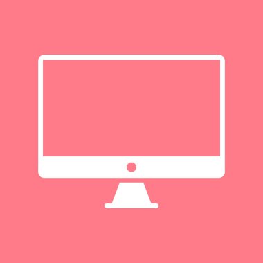 Beyaz Monitör Düz Aygıt İzole Vektör İllüstrasyonu