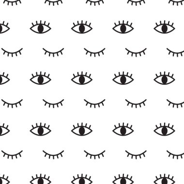 Göz Kırpan Gözler Çizgi Film Modeli Arkaplan Vektör İllüstrasyonu