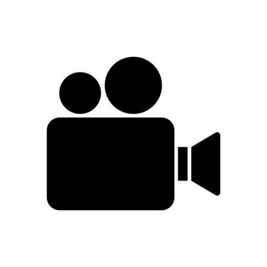 Video Kamera Siyah Simgesi İzole Edilmiş Vektör İllüstrasyonu