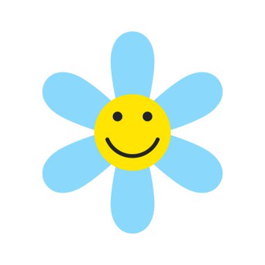 Gülümse Çiçek Emoji Simgesi İzole Vektör İllüstrasyonu