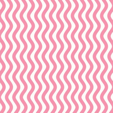 Eğri Dalgalı Çizgili Çizgiler Desen Pembe Beyaz Renk Arkaplan Vektörü