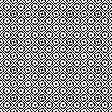 Dairesel Kusursuz Soyut Siyah Beyaz Desen Arkaplanı