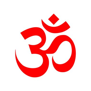 Om Hindu Dini Sembol Kırmızı Renk Simgesi Vektörü