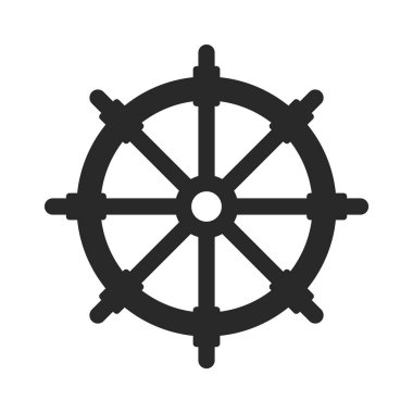 Budizm Çarkıfeleği Dini Sembol Siyah Simge Vektör İllüstrasyonu