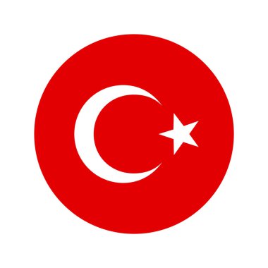 Türkiye Bayrak Yuvarlak Rozet Simgesi Vektör İllüstrasyonu