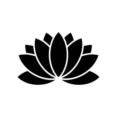 Lotus Çiçeği Dekoratif Silüet Simgesi Vektör İllüstrasyonu