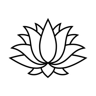 Lotus Çiçeği Dış Hatlar Biçimi Simgesi. Beyaz Arkaplanda Dekoratif Çiçek Vektörü