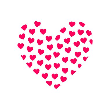 Pembe Kalplerden Yapılan Kalp Dekoratif Simge İzole Edilmiş Vektör İllüstrasyonu