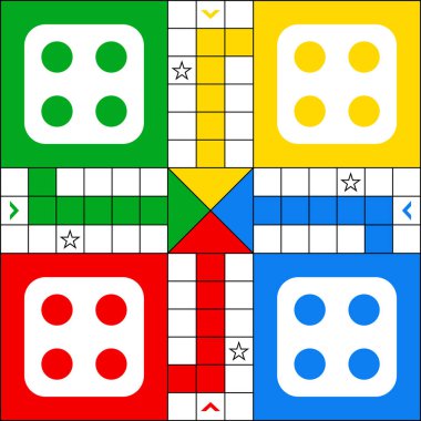 Ludo Kapalı Salon Eğlence Oyun İllüstrasyonu