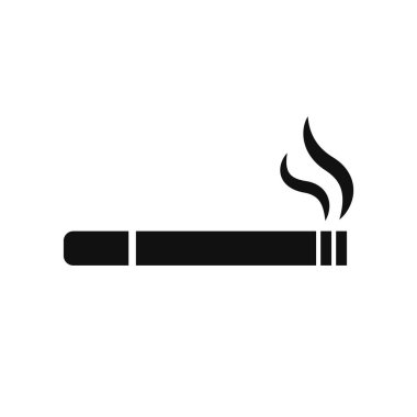 Sigara İçen Siyah Simge İllüstrasyonu