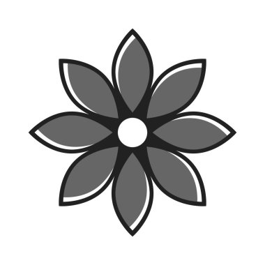 Siyah Dekoratif Çiçek İzole Edilmiş Vektör İllüstrasyonu